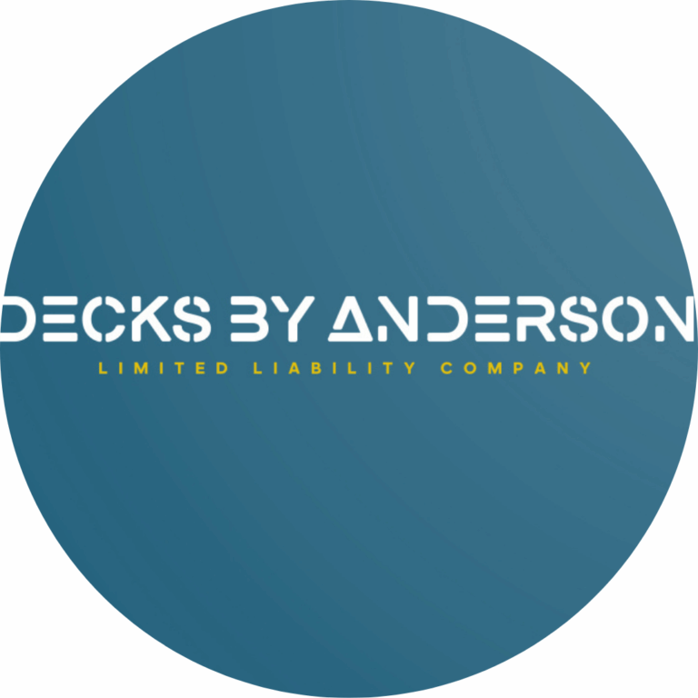 Circular blue logo with the text 