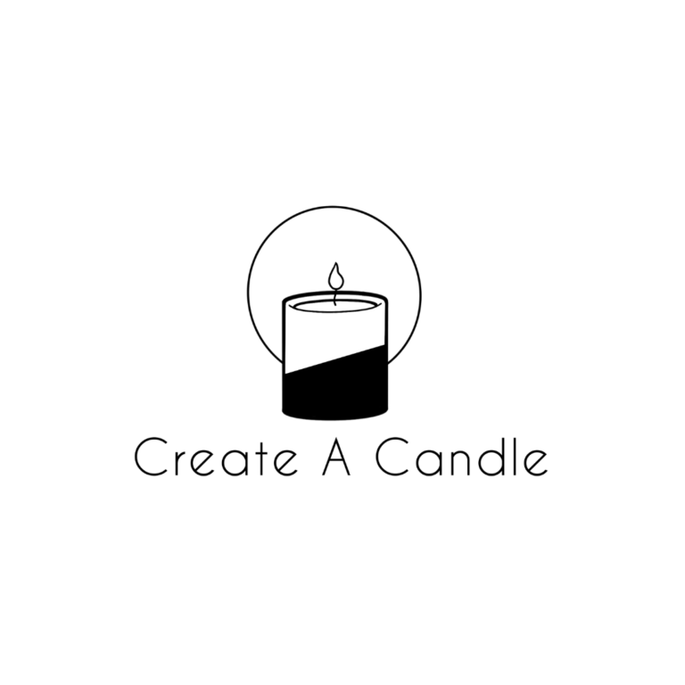 Minimalist logo featuring a simple candle with a flame, partially shaded, inside a circle. Below the candle, the text reads 