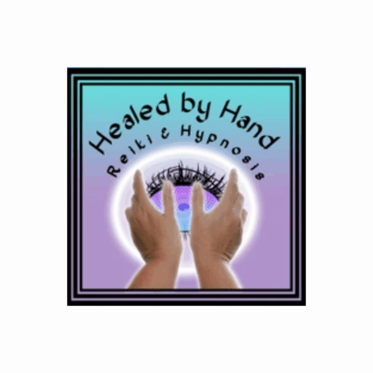 Logo with two hands facing a glowing orb, surrounded by a crown of thorns. The text above reads 